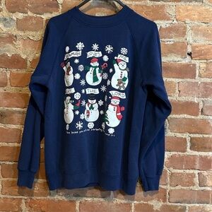 Vintage 90s Religious Quote Snowman Sweatshirt Sz Large